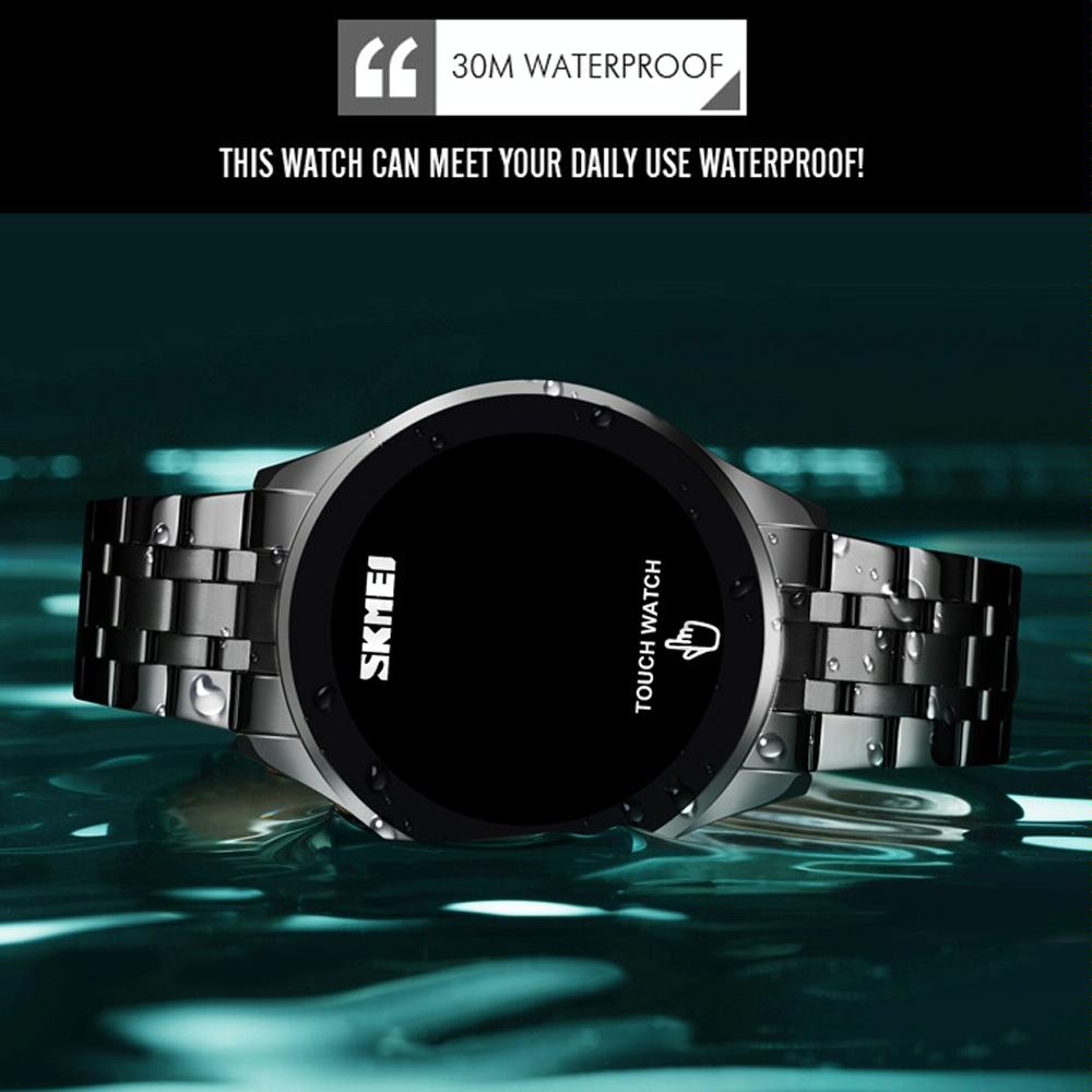 Stainless Steel Led Touch Watch - Gold Simple & Luminous-1915198133655179269