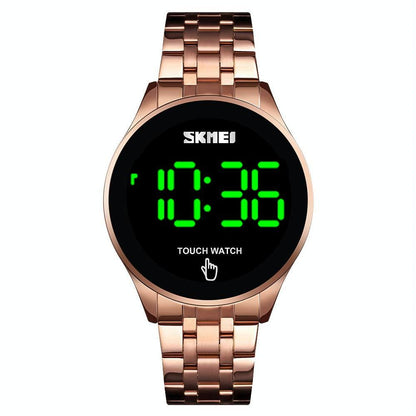 Stainless Steel Led Touch Watch - Rose Gold-1915197983893360640