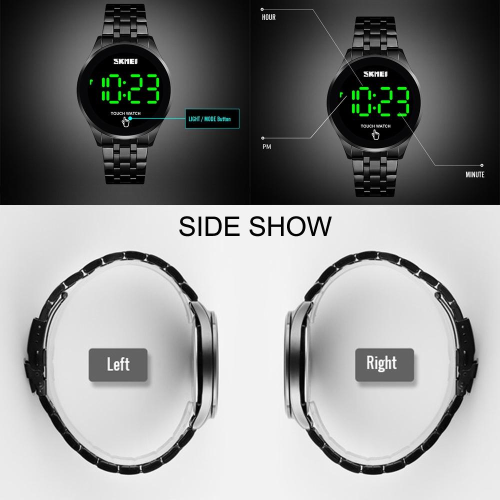 Stainless Steel Led Touch Watch - Silver Simple Design-1915197821728985091