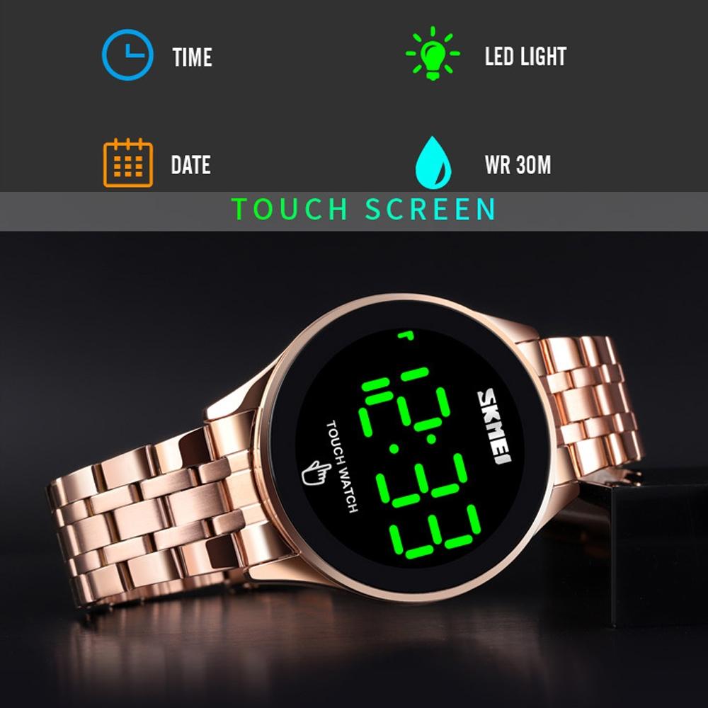 Stainless Steel Led Touch Watch - Silver Simple Design-1915197821728985092