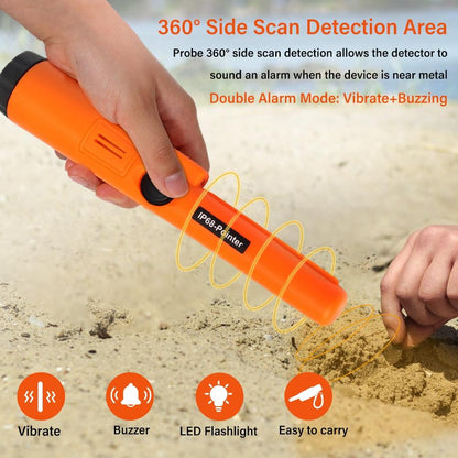 Waterproof Handheld Metal Detector With Positioning Stick - Ip68-1969996433495035910