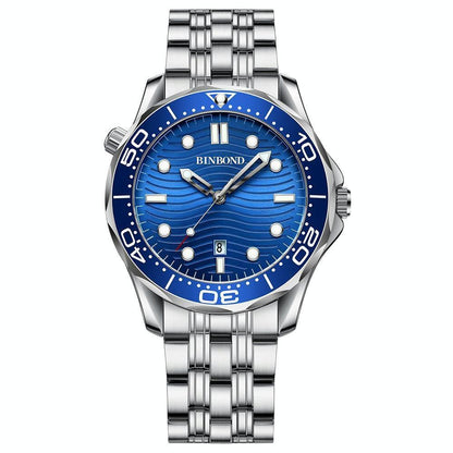 30M Waterproof Men Quartz Watch - Luminous Blue Steel Surface-1915197963668426752