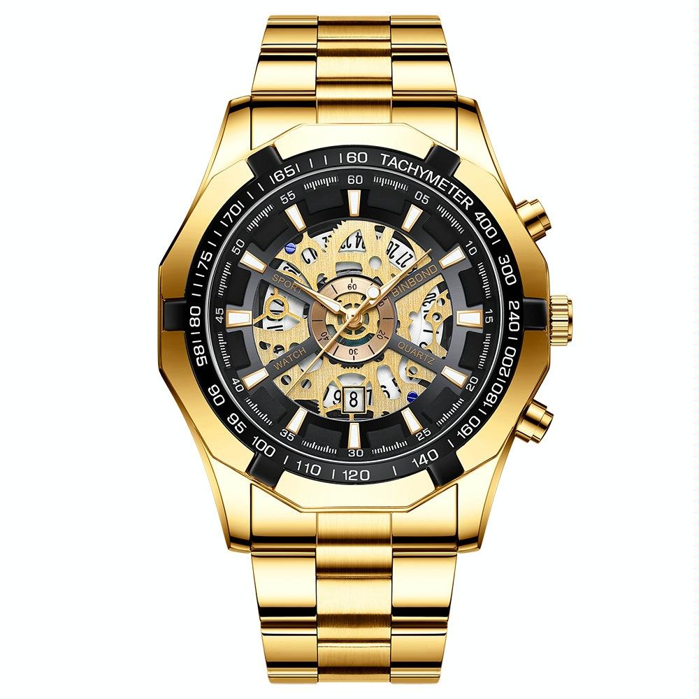 Waterproof Luminous Quartz Watch - Gold-Black-Gold - 30M-1915197789256683520