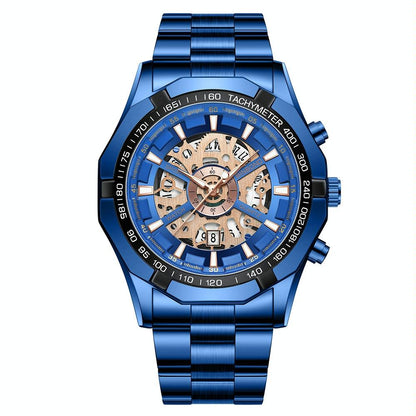 Waterproof Luminous Quartz Watch - Blue Steel-Blue 30M-1915197427275665415