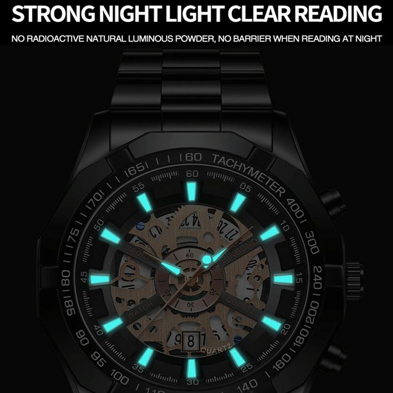Waterproof Luminous Quartz Watch - Blue Steel-Blue 30M-1915197427275665413