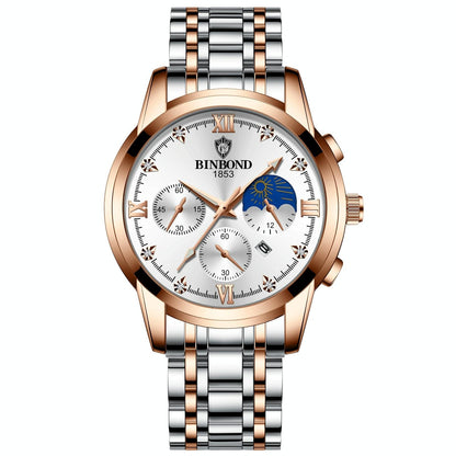 Waterproof Luminous Men Watch With Calendar - Rose Gold And White 30M-1915198132057149440