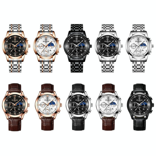 Waterproof Luminous Men Watch With Calendar - Rose Gold And White 30M-1915198132057149441