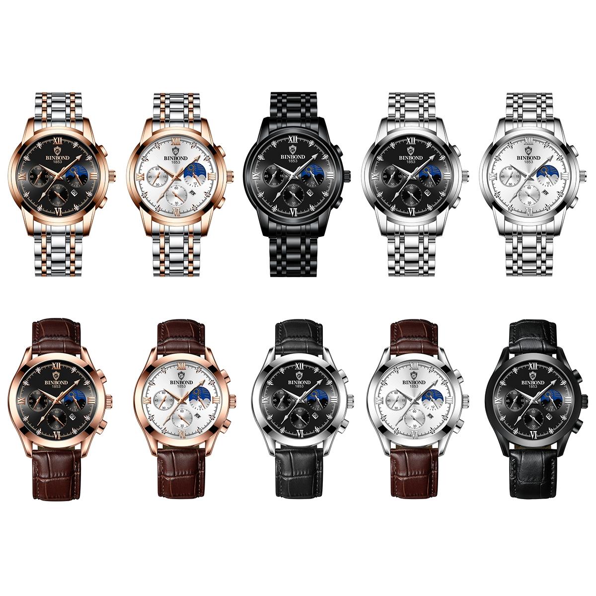 Waterproof Luminous Men Watch With Calendar - White Steel-1969996438926659585