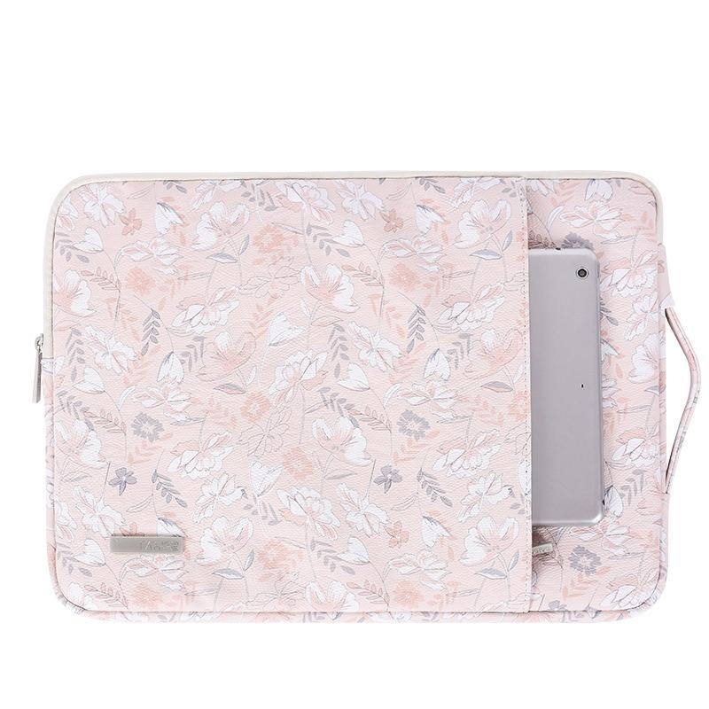 14 Inch Light Pink Laptop Sleeve With Telescoping Handle-1915196654391267333