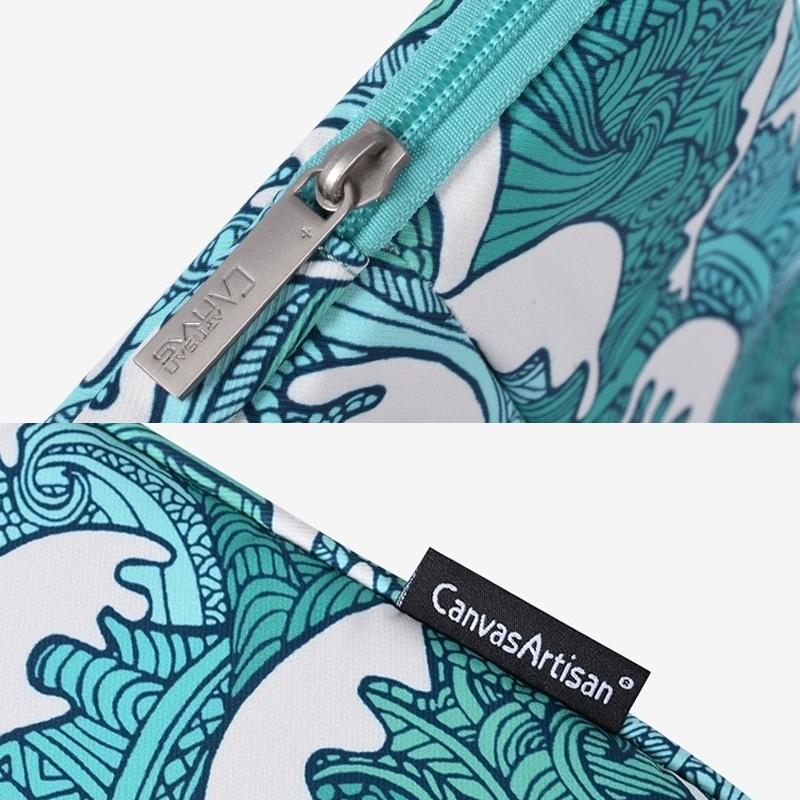 Green Wave 14 Laptop Sleeve In Pu Leather Print-1915196656635219972