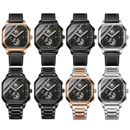 Waterproof Luminous Square Quartz Watch In Rose Gold And Black-1915197186161905665