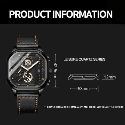 Waterproof Luminous Square Quartz Watch In Rose Gold And Black-1915197186161905666