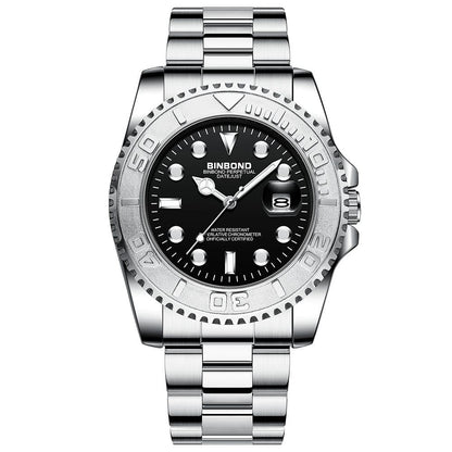 Waterproof Luminous Sports Watch With Metal Gear - White Steel / Black-1915198090588065792