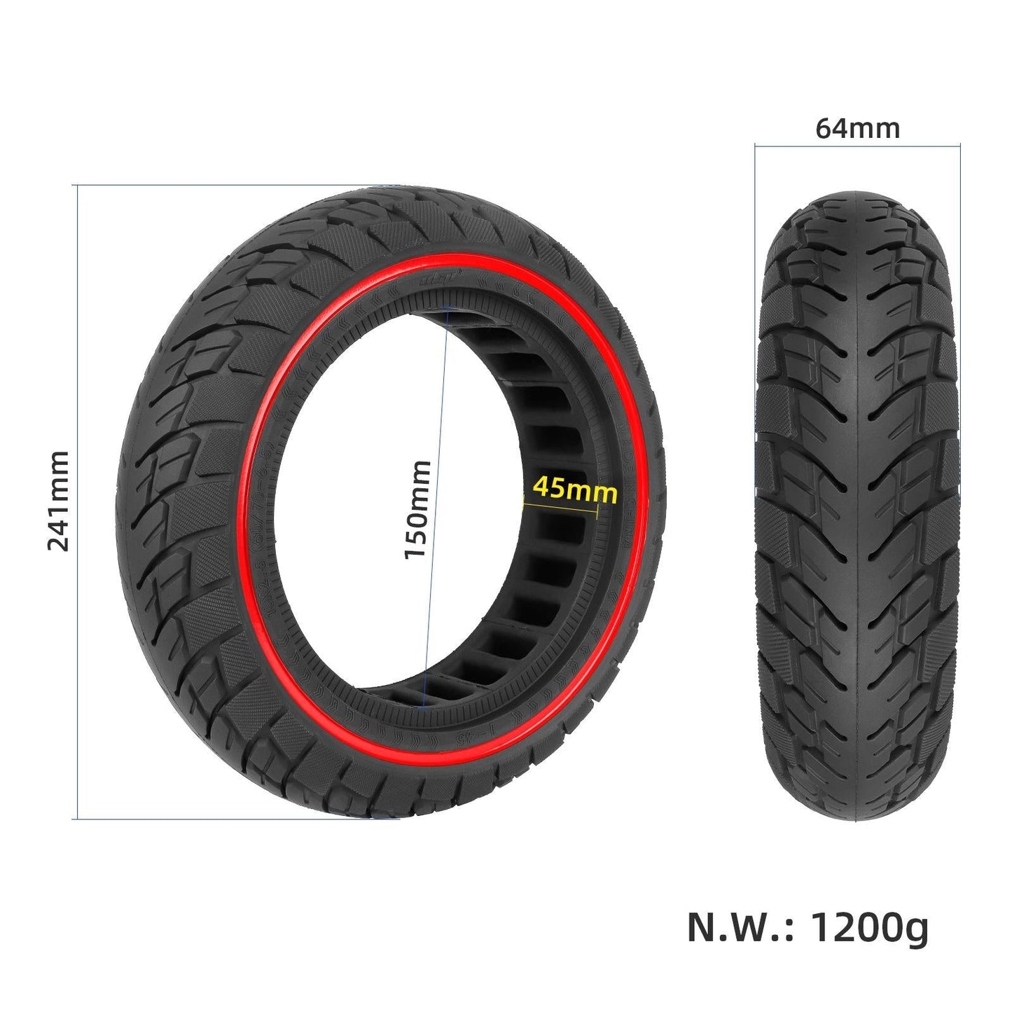 Ninebot Max G30 Scooter Tire - 10X2.5 Inch Solid Rubber Red Line-1964932354044727299