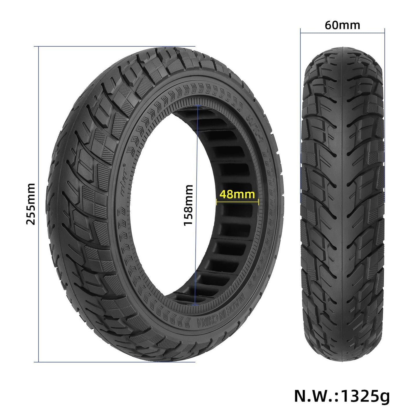 Ninebot Max G30 Scooter Tire - 10X2.5 Inch Solid Rubber Black-1964932298738634753