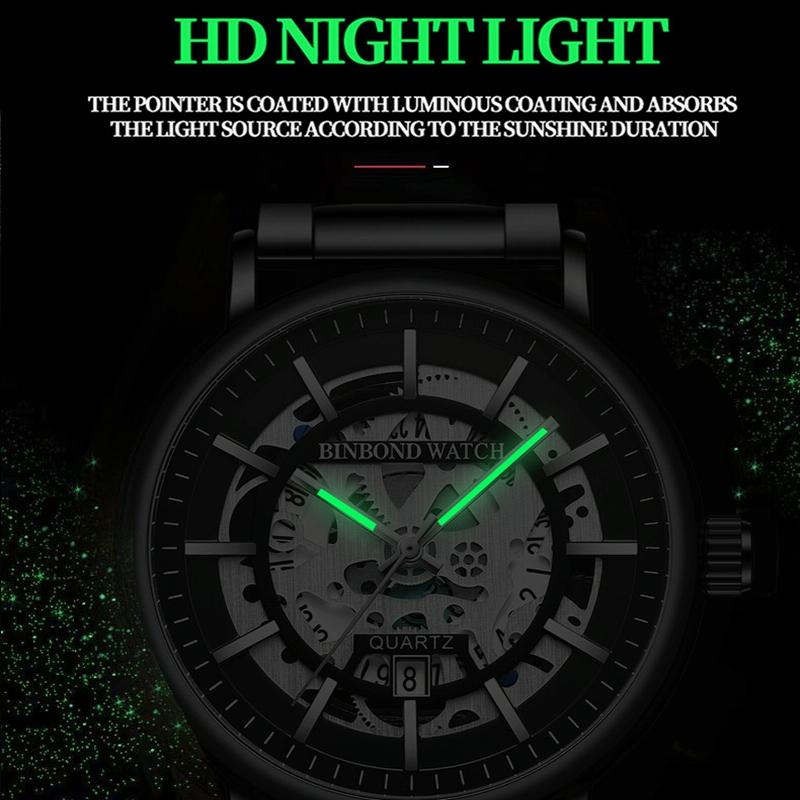 Waterproof Luminous Quartz Watch - Multifunctional Gold-Black-Gold-1915197974863024131