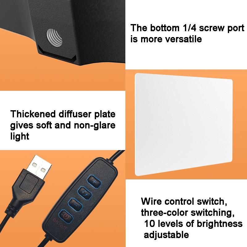 10 Three-Colour Temperature Flat-Panel Live Fill Light With 0.5M Bracket-1915197807514488837