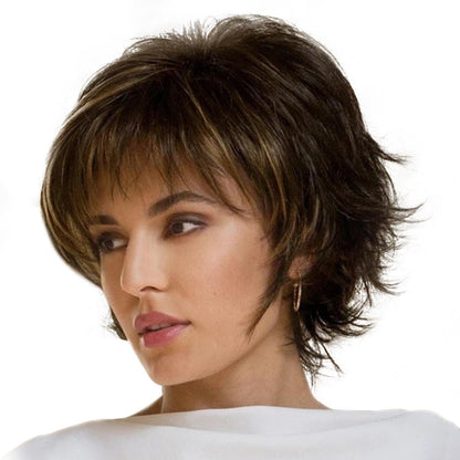 Gold Fluffy Short Curved Head Chemical Fiber Wig Set-1915197124472082432