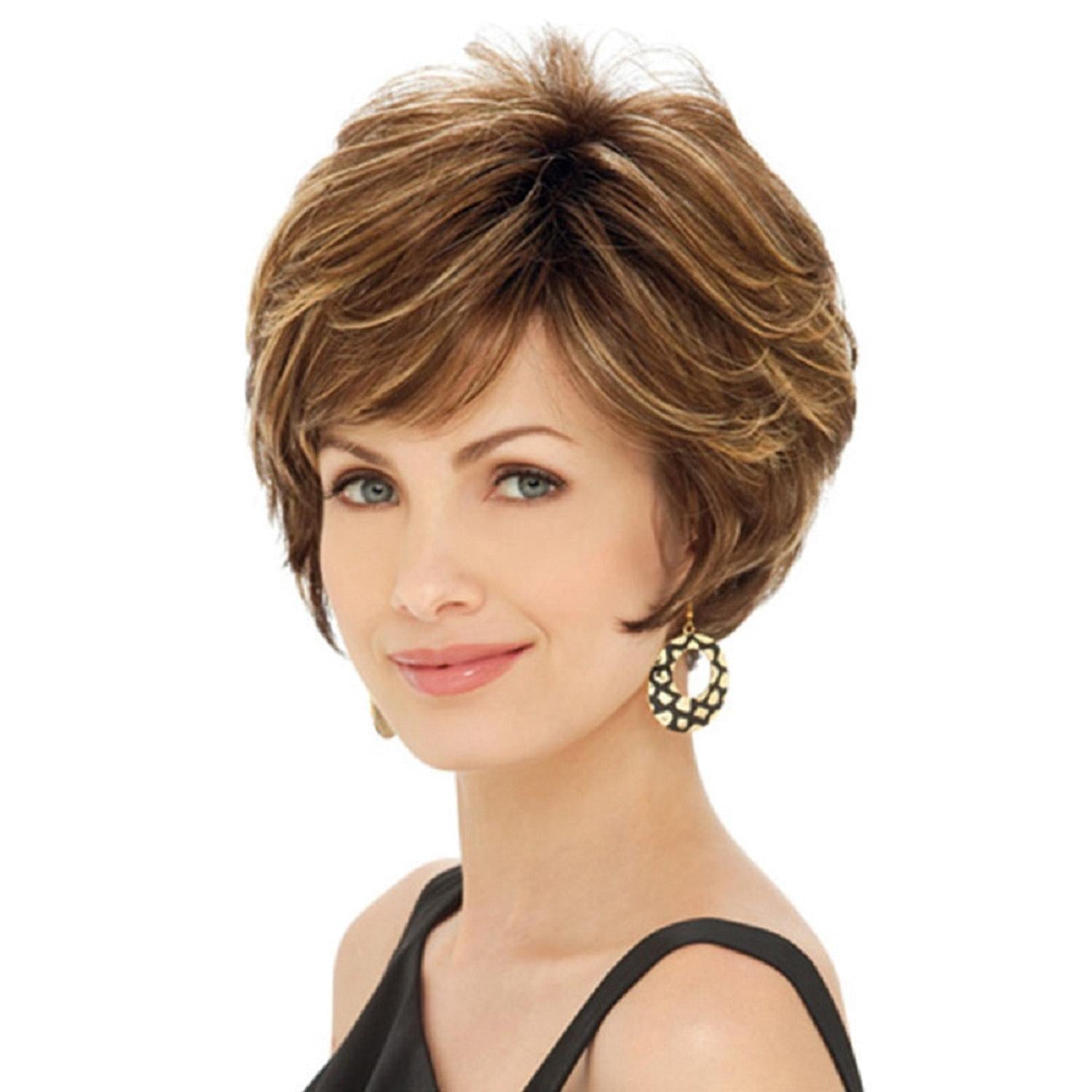 Gold Short Curved Fluffy Women Wig-1915196879591837696