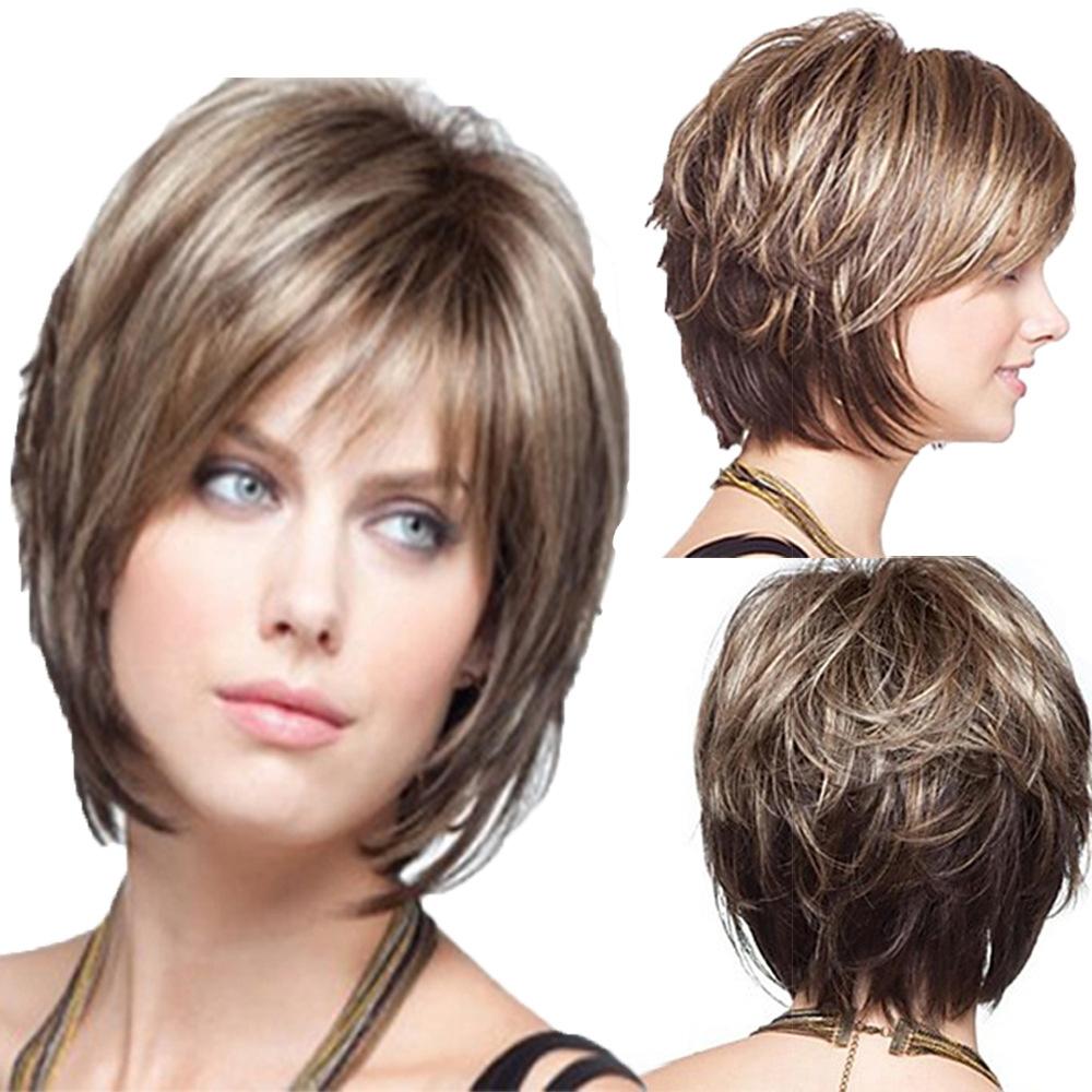 Short Curly Silk Wig - Mixed Colour-1915198345769521153