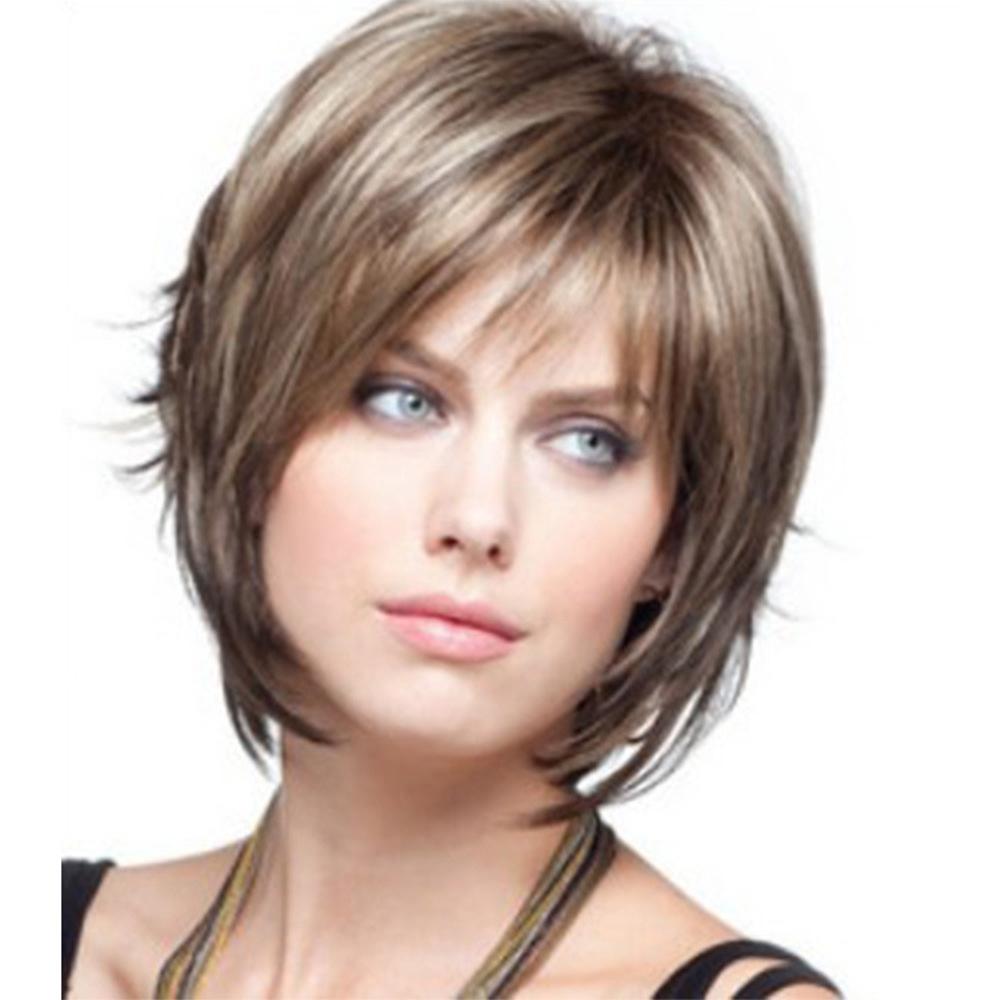 Short Curly Silk Wig - Mixed Colour-1915198345769521157