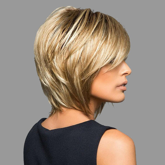Women Short Curly Silk Wig - Light Gold-1915197691219021825
