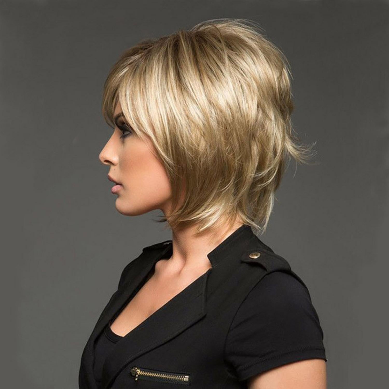 Women Short Curly Silk Wig - Light Gold-1915197691219021826