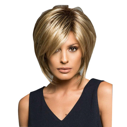 Women Short Curly Silk Wig - Light Gold-1915197691219021829
