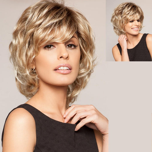 Silk Fiber Short Curly Wig - Gold Colour-1915198302027124737