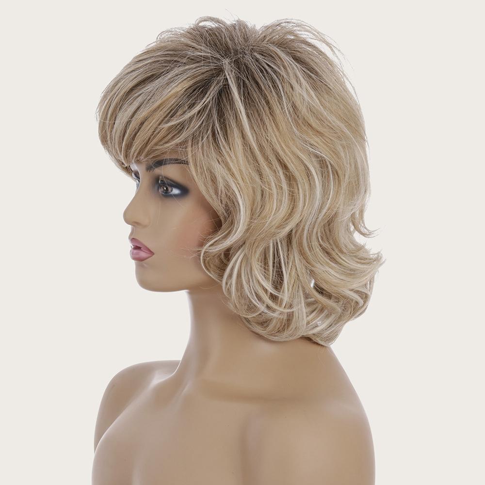 Silk Fiber Short Curly Wig - Gold Colour-1915198302027124739