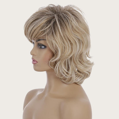 Silk Fiber Short Curly Wig - Gold Colour-1915198302027124739