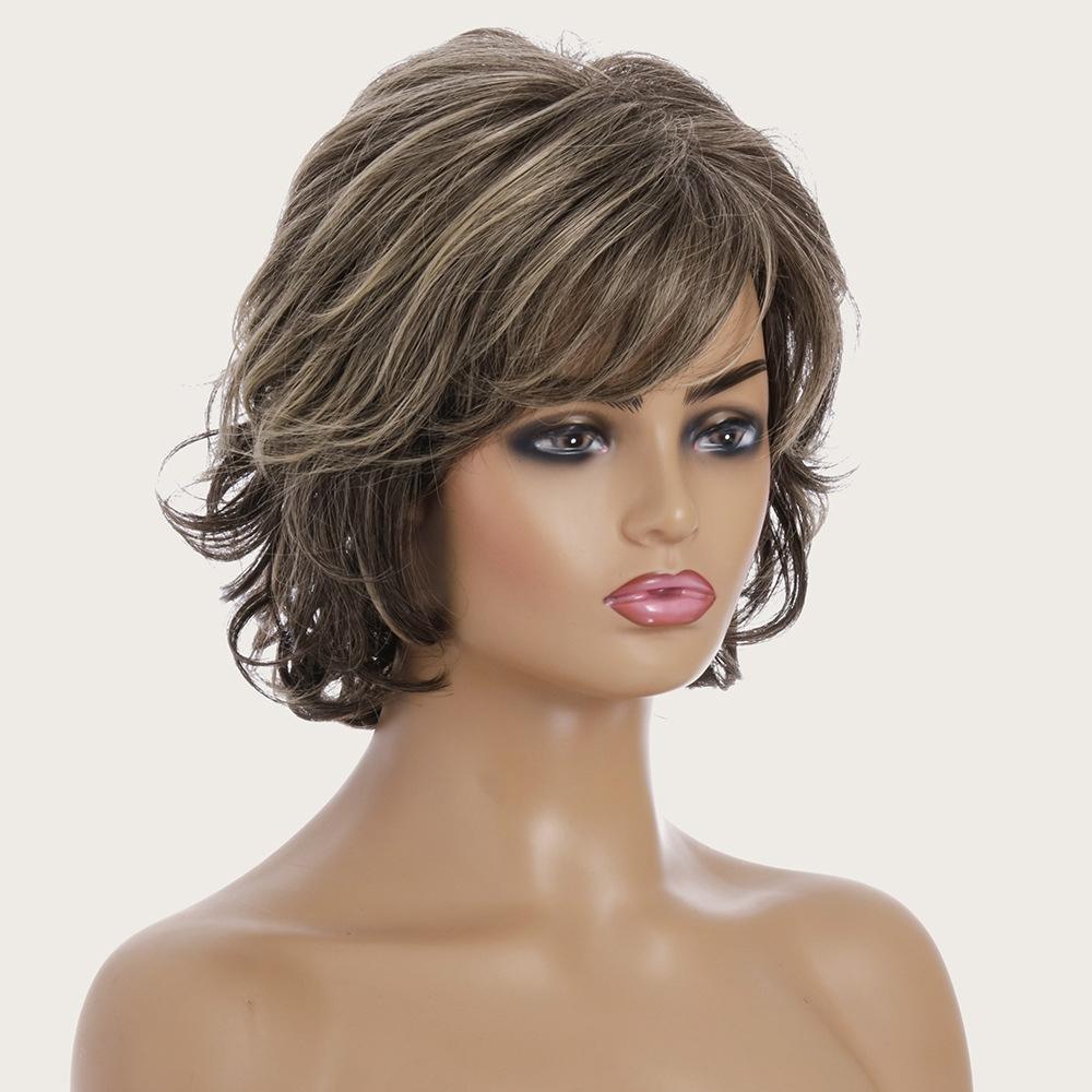 Silk Fiber Short Curly Wig - Gold Colour-1915198120602505218