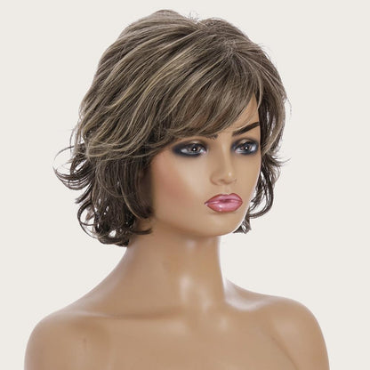 Silk Fiber Short Curly Wig - Gold Colour-1915198120602505218
