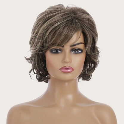 Silk Fiber Short Curly Wig - Gold Colour-1915198120602505219