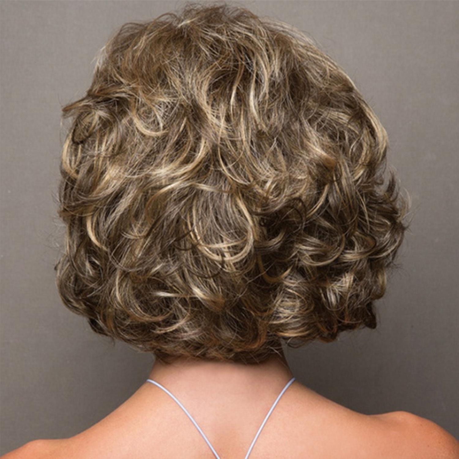 Silk Fiber Short Curly Wig - Gold Colour-1915198120602505220