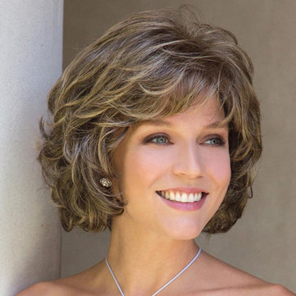Silk Fiber Short Curly Wig - Gold Colour-1915198120602505223