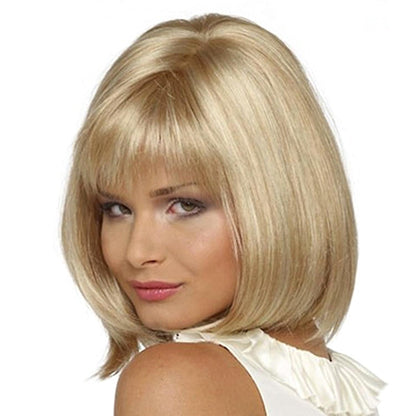 Short Silk Wig For Women - Light Gold-1915198096619474951