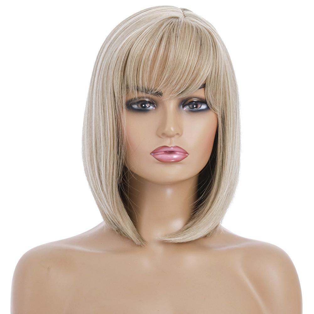 Short Silk Wig For Women - Light Gold-1915198096619474945