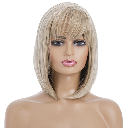 Short Silk Wig For Women - Light Gold-1915198096619474945