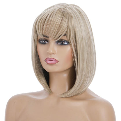 Short Silk Wig For Women - Light Gold-1915198096619474946