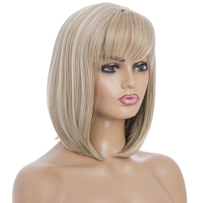 Short Silk Wig For Women - Light Gold-1915198096619474947