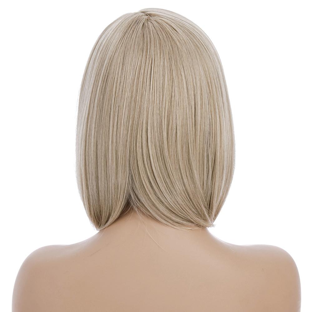 Short Silk Wig For Women - Light Gold-1915198096619474948