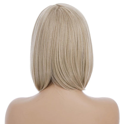 Short Silk Wig For Women - Light Gold-1915198096619474948