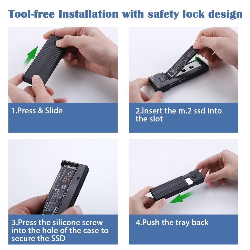 Multi-Functional M.2 Ssd Enclosure With Usb Hub-1915196945354330118