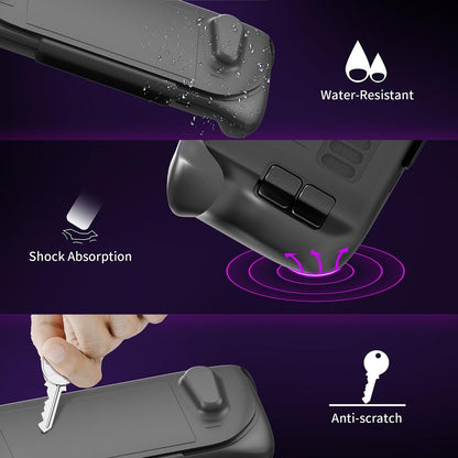 Steam Deck Protective Case & Cover Set With Bracket - Black-1915196946772004869