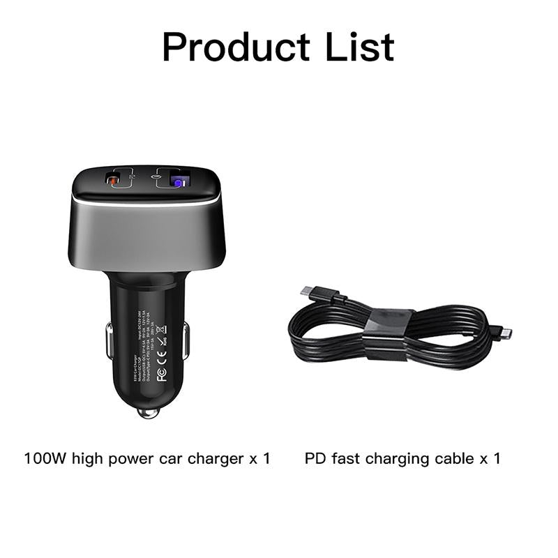 2-In-1 Car Charger - 100W - Compact Design-1915198032194965507