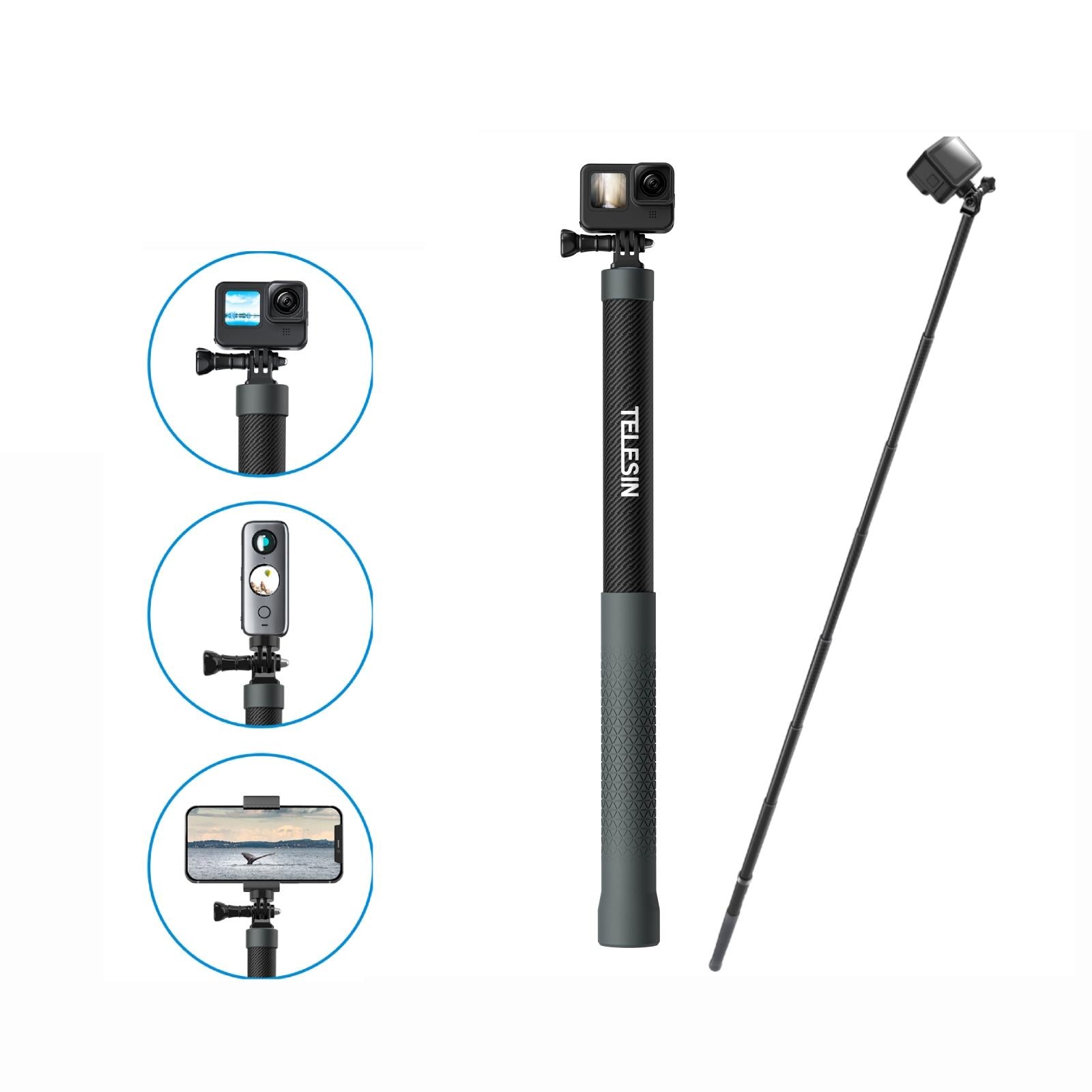 3M Carbon Fiber Selfie Stick Monopod For Action Cameras - 1 / 4 Screw-1915198269802287104