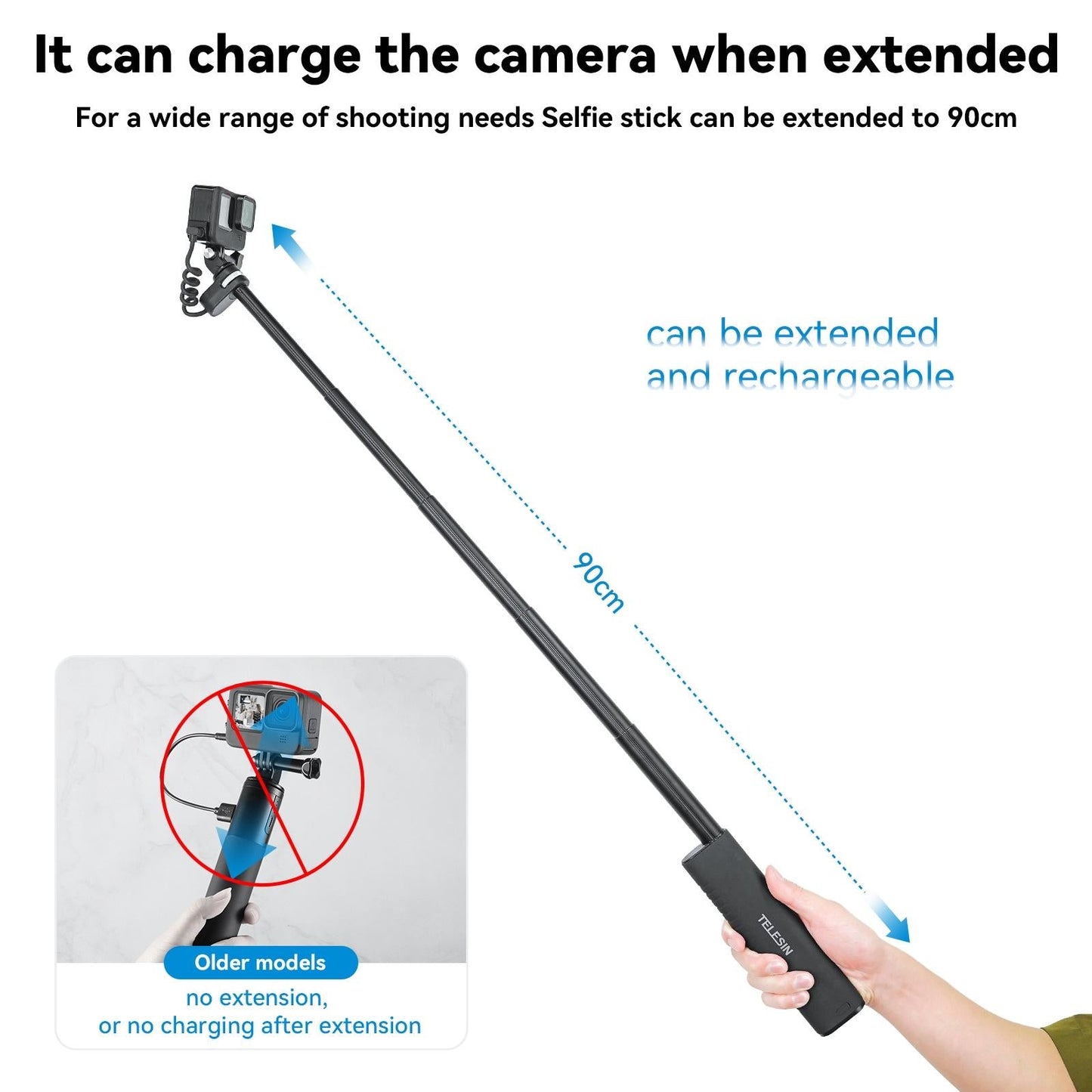 Sports Camera And Phone Selfie Stick With 10000Mah Power Bank-1915197572218228741