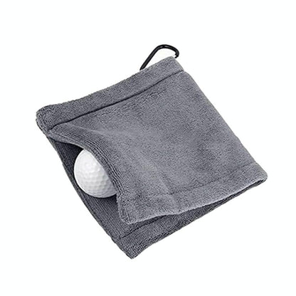 Grey Microfiber Golf Ball Cleaning Towel With Carabiner Hook-1915196845307596807