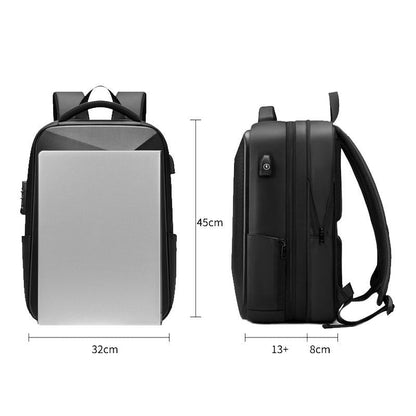 Expandable Usb Laptop Backpack For Business Travel - Black-1915197137558310918